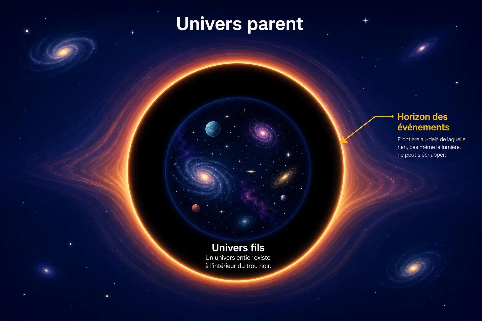 Illustration de l'univers contenu dans un trou noir