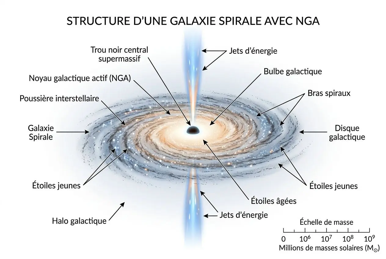Diagramme trou noir central et formation galactique